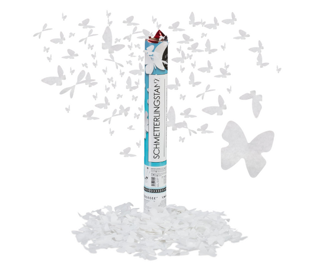 Konfetti Shooter weiße Schmetterlinge | 5 Stück | Hochzeit