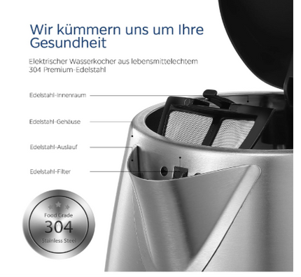 Midea Wasserkocher Edelstahl | 1,7L MKE17M1ADS
