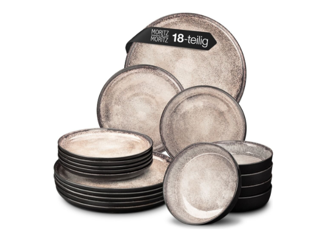 Moritz & Moritz Geschirrset 18-teilig für 6 Personen Beige | VIDA
