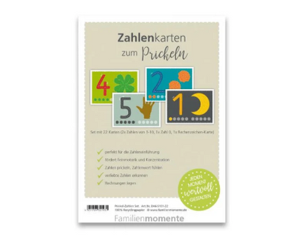 Prickel-Vorlage Zahlen-Karten | 22 Stk.