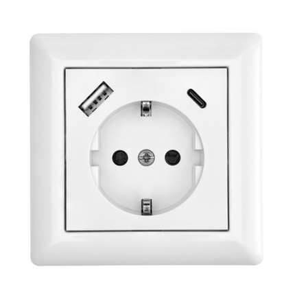 Schutzkontakt-Steckdose | 2 USB-Ports
