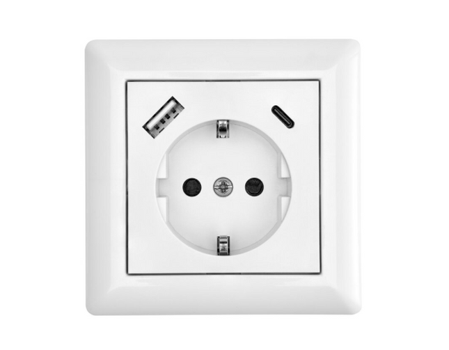 Schutzkontakt-Steckdose | 2 USB-Ports