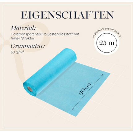 Tischläufer Aqua Blau 30cm x 25m | 100% Mosel