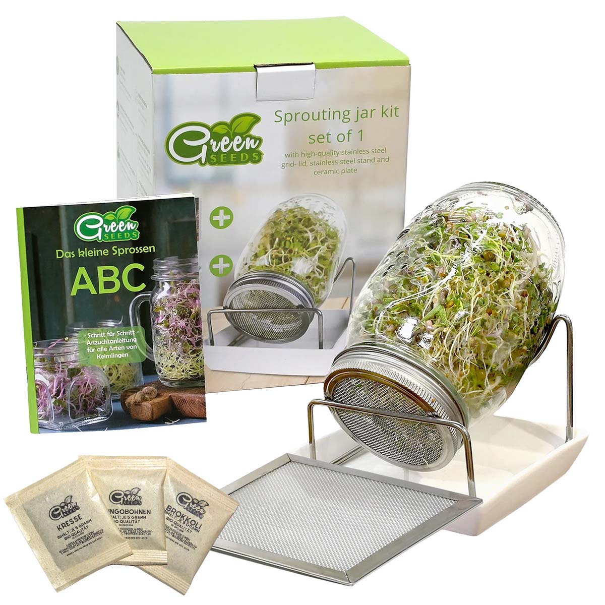 Green SEEDS Sprossenglas Keimglas 1er Set – Ihr Weg zu frischen, selbstgezogenen Sprossen!