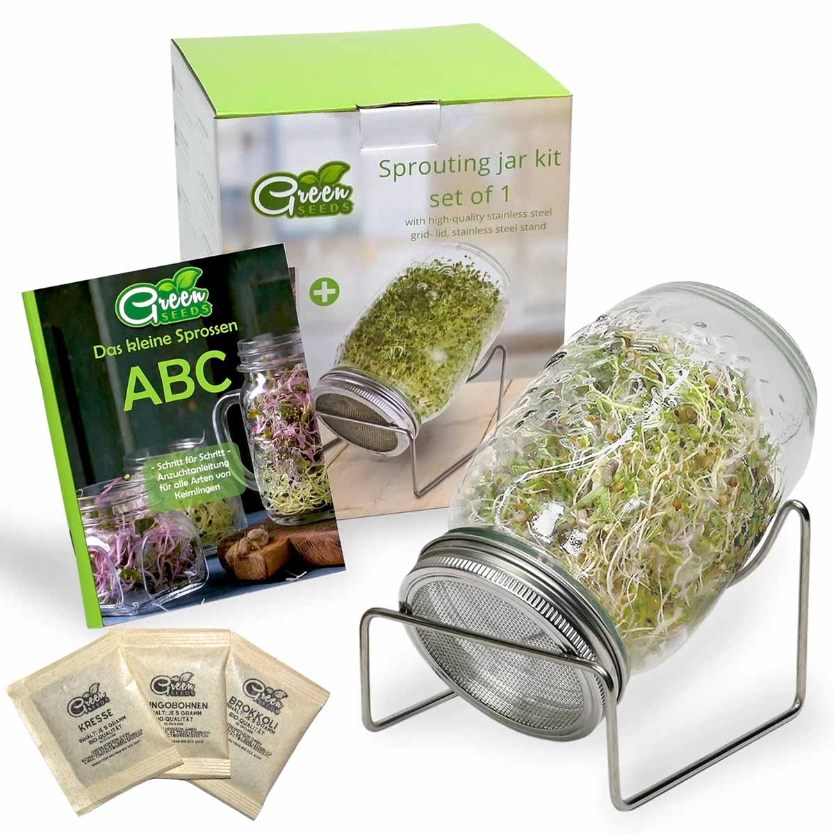 Green SEEDS Sprossenglas Keimglas 1er Set – Ihr Weg zu frischen, selbstgezogenen Sprossen!