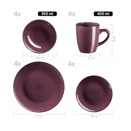 mäser-kombiservice-16-teilig-metallic-rim-beere-geschirrset 2