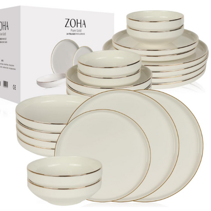 zoha-pure-gold-24-teiliges-geschirrset-für-6-personen-porzellan